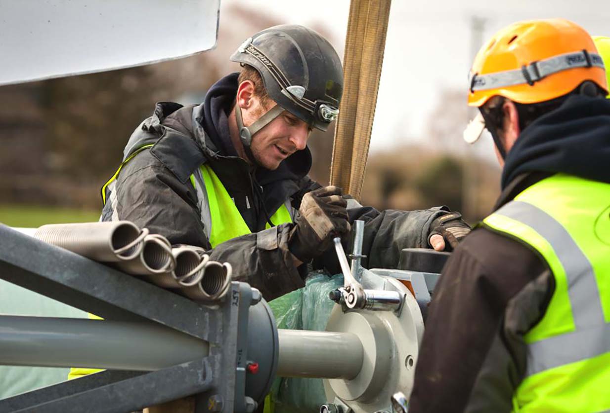 Wind turbine service engineer at work